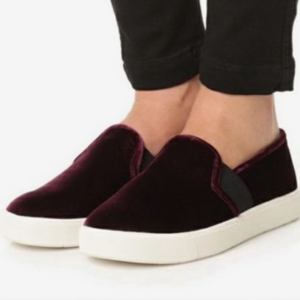 Vince Blair Velvet Slip On Sneaker Burgundy Oxblood